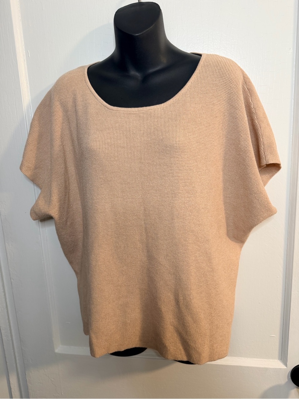 Cyrus Beige Knit Short-Sleeve Blouse - Picture 2 of 7
